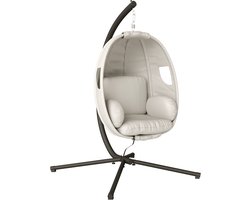ECTEATOY® Hangstoel met Standaard - Opvouwbare Egg Chair - Inclusief Dik Kussen - In Hoogte Verstelbaar - Binnen & Buiten - Tot 120 kg