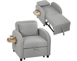 ECTEATOY® Slaapbank 1 persoons - 3-in-1 Slaapfauteuil met Verstelbare Rugleuning - Uitklapbaar Logeerbed - Opklapbaar - Grijs