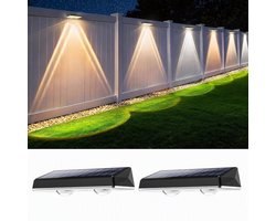 ECTEATOY® Solar wandlamp - Solar Buitenlamp 2-Pack - 3 Lichtmodi & Wit Licht- IP67 - Eenvoudige Installatie - 13x5.5x3cm - Krachtige Buitenverlichting voor Erf en Tuin