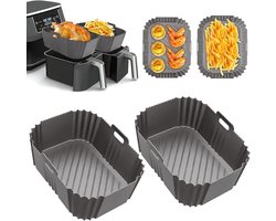 ECTEATOY® Voor Ninja Foodi Max Dual Zone Air Fryer Accessoires - Set van 2 vierkante siliconen bakplaten - Compatibel met AF300EU, AF400EU en andere Dual Zone-modellen - Grijs