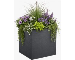 EDA Bloempot / plantenpot Volcania - kunststof - antraciet - 50 cm - dubbelwandig - binnen / buiten