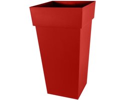 Eda Bloempot Toscane - vierkant - kunststof - rood - L43 x B43 x H80 cm - 98 liter