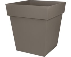 EDA Bloempot Toscane vierkant - kunststof - taupe - L32 x B32 x H32 cm - 22 liter - Bloempotten/plantenpotten