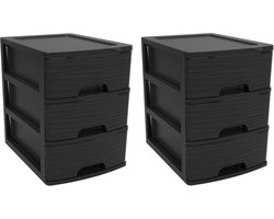 EDA Ladeblok/bureau organizer A5 - zwart - 2x lades - stapelbaar - L27 x B36 x H35 cm - Ladenblokken