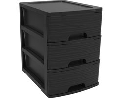 EDA Ladeblok/bureau organizer A5 - zwart - 3x lades - stapelbaar - L27 x B36 x H35 cm - Ladenblokken