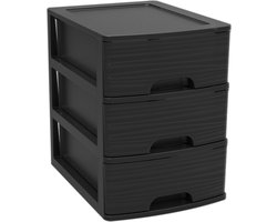 EDA Ladekast/bureau organizer A5 - 3x lades stapelbaar - zwart - L19 x B26 x H25 cm - Ladeblokken
