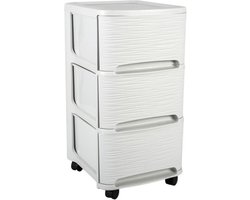 EDA Ladenkast organizer - wit - 3x lades - met wieltjes - L32 x B37 x H61 cm - Opruimen/opbergen laatjes