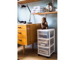 Eda Ladenkast organizer - zwart - A4 - 3 lades - met wieltjes - L32 x B37 x H61 cm - Ladenblokken