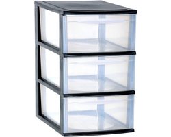 EDA Ladenkast/bureau organizer - zwart - stapelbaar - A4 formaat - met 3 lades - L26 x B36 x H41 cm - Ladenblokken