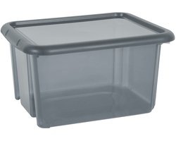 EDA Opbergbox 30L - grijs - stapelbaar - L44 x B36 x H25 cm - kunststof - Bak/doos met deksel