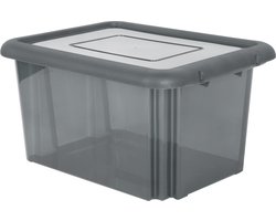 EDA Opbergbox 55L - grijs - stapelbaar - L58 x B44 x H31 cm - kunststof - Bak/doos met deksel