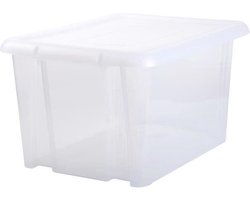 EDA Opbergbox 80L - wit - stapelbaar - L56 x B50 x H36 cm - kunststof - Bak/doos met deksel
