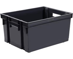EDA Opbergkrat stapelbaar - kunststof - 30 Liter - L44 x B35 x H24 cm - antraciet