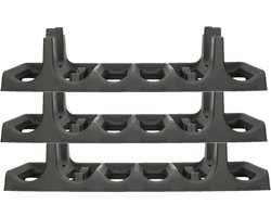 EDA Wijnflessen rek - 3x laags - kunststof - 18x flessen - L60 x B22 x H14 cm - Wijnrekken