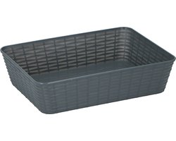 Edco Opbergmandjes - kunststof - antraciet - 25 x 19 x 6 cm - mandje - rechthoekig