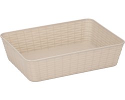 Edco Opbergmandjes - kunststof - beige - 25 x 19 x 6 cm - mandje - rechthoekig