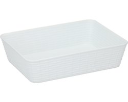 Edco Opbergmandjes - kunststof - wit - 25 x 19 x 6 cm - mandje - rechthoekig