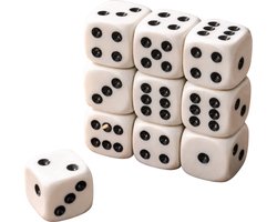 Eddy Toys Dobbelstenen 10 Stuks - Zeszijdige Dobbelstenen - Wit met Zwarte Stippen - Set voor Bordspellen en Dobbelspellen