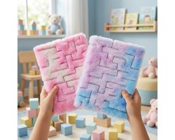 Eddy Toys Fluffy Maze Doolhofpuzzel - Zachte Pluche Puzzel voor Kinderen - Gemaakt van Polyester - Geschikt voor Kinderen van 4 tot 8 Jaar - Afmetingen 33x24x1 cm - Kleur Roze en Blauw