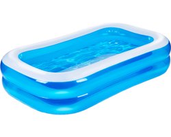 Eddy Toys Opblaas Zwembad - Opblaasbaar Zwembad met Drainageplug en Reparatiepatch - Kinderbad en Peuterbad - 207 x 132 x 46 cm - Kinderzwembad - Opblaasbare Zwembaden - Blauw