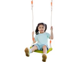 Eddy Toys Schommel – Boomschommel met Schommeltouw – Schommelstoel tot 100kg Draaggewicht – Schommelzitje Kunststof – Groen