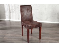 Edele koloniale stoel GENUA sigaarbruin vintage look grenen massief houten poten - 22207