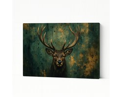 Edelhert portret – wandkunst – woondecoratie – Canvas schilderij – 45x30 cm