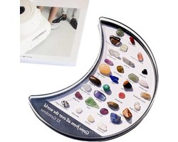 Edelsteen Display - Mineralen Set - Decoratie Organiseren - 32 Natuurlijke Stenen - 8 cm Breed - Multicolor