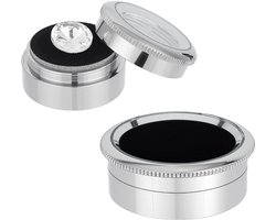 Edelsteen displaydoos in 2 maten, sieradendoosje van 3 cm/4,3 cm, cilindrische sieradenorganizer van legering met transparante deksels voor diamanten, strass-steentjes en kristallen.