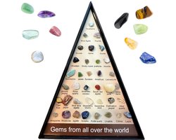 Edelstenen en Mineralen Wereld Collectie - 36 mini stenen in Piramide verpakking - Trommelstenen