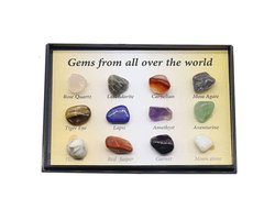 Edelstenen & Kristallen in Doosje 6x8CM - Verzameling 12 stenen