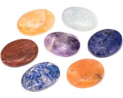 Edelstenen SET 7 chakra stenen ovaal - 4x2.7 - Fluweel - Edelsteen - S