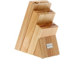 Eden Messenblok voor 6 Delen, Geschikt voor 6 Messen of 5 Messen en Slijpstaaf, Rubberwood, Blok Exclusief Messen