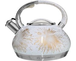 Edënbërg Luxe Fluitketel - 3.5 liter - originele RVS Fluitketel - Wit - Voorzien Van 7-Laags Bodem!