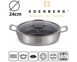 Edenberg Pan met Deksel Honingraat Inductie 24cm 2.8L Non-stick