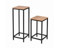 EDENIA - Set van 2 vierkante plantenbakken met verschillende hoogtes, 24 x 24 x 60 cm