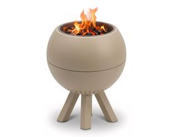EdenOutdoor® Tafelhaard - Rookloze Tafelhaard - Rookloze Vuurkorf - Pellet & Hout - Dubbelwandig - Inc. Schep - 22 x 22 x 27 CM - Beige - Staal