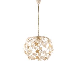 Edera - Ivoor gelakte ijzeren kroonluchter met antiek gouden decoratie en kristallen strass steentjes 3 lichts 105 - Ø50 - BL50-3-AV