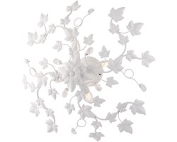 Edera - Plafondlamp in wit gelakt ijzer met shabby chic effect decoratie en kristallen strass steentjes 4 lichts H.22 - Ø60 - BL50-PL4-BCO