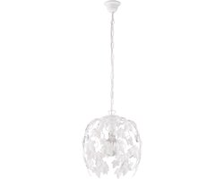 Edera - Wit gelakte ijzeren kroonluchter met shabby chic effect decoratie en kristallen strass steentjes 1 lichts X 97 - Ø30 - BL50-1-BCO
