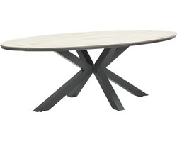 Edison tafel - ovaal - 220x115 cm - carbon black -light teak Vironwood