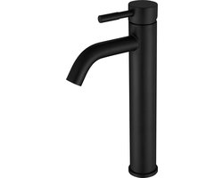 EDMONDO Wastafelkraan Zwart 8503a - Zwarte Wastafelkraan - C-uitloop - Badkamerkraan Zwart - Zwarte Badkamerkraan - 30 cm hoog - Inclusief Pop It sleutelhanger