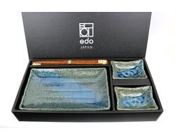 Edo Japan - Aogurno - Japans Sushi Servies Set - 6-Delig - 2 Persoons - sterke kwaliteit - gemaakt in Japan - XMAS SALE