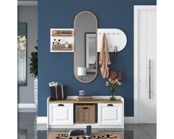 EE101 Kapstok | 100% MELAMINE | Wit, Walnoot - Emob - Garderobekast - Wit - Melamine