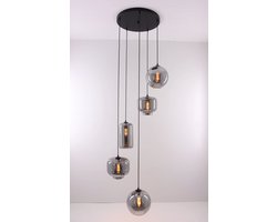 EEF videlamp / hanglamp 5 rookglas hangers 330cm