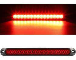 Een aanhangerremlicht/achterlicht, 12-24V DC, 15 LED's, remlicht, richtingaanwijzer, verkeerslicht, identificatielicht, geschikt voor offroad trucks, pick-up trucks, campers, UTV's en terreinwagens (rood licht).