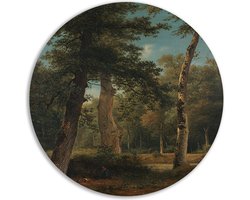 Een bos te Fontainebleau - Georgius Jacobus Johannes van Os muurcirkel - Bos muurcirkel - Wandpaneel Oude meesters - Landelijke schilderijen - Muurdecoratie rond - Kunstwerk muurcirkel aluminium 50x50 cm