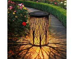 Een buitenlantaarn op zonne-energie, IP65 waterdicht, decoratieve tuinverlichting op zonne-energie, geschikt voor paden, tuinen, patio's, terrassen en erven (warm wit licht).