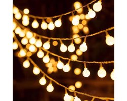 Een lichtsnoer van 10 meter met 80 LED-bolletjes, warm wit licht, werkt op batterijen, geschikt voor binnen- en buitendecoratie, zoals bruiloften, huizen, tuinen, festivals, kerstbomen, enz.
