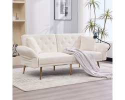 Een multifunctionele sofa-bed voor twee personen, met verstelbare rugleuning, twee USB-aansluitingen, telefoonhouder, zijzak en metalen poten – een moderne vouwbank die dienst doet als zitmeubel of gastenbed.